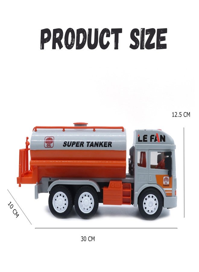 Lefan Super Oil Tanker Truck Toy Pull Back Tanker Truck Toy with Light and Sound Unbreakable Super Tanker Truck Friction Powered Vehicle Toys for Kids Ideal Gift for Kids-Multicolor - Image 3